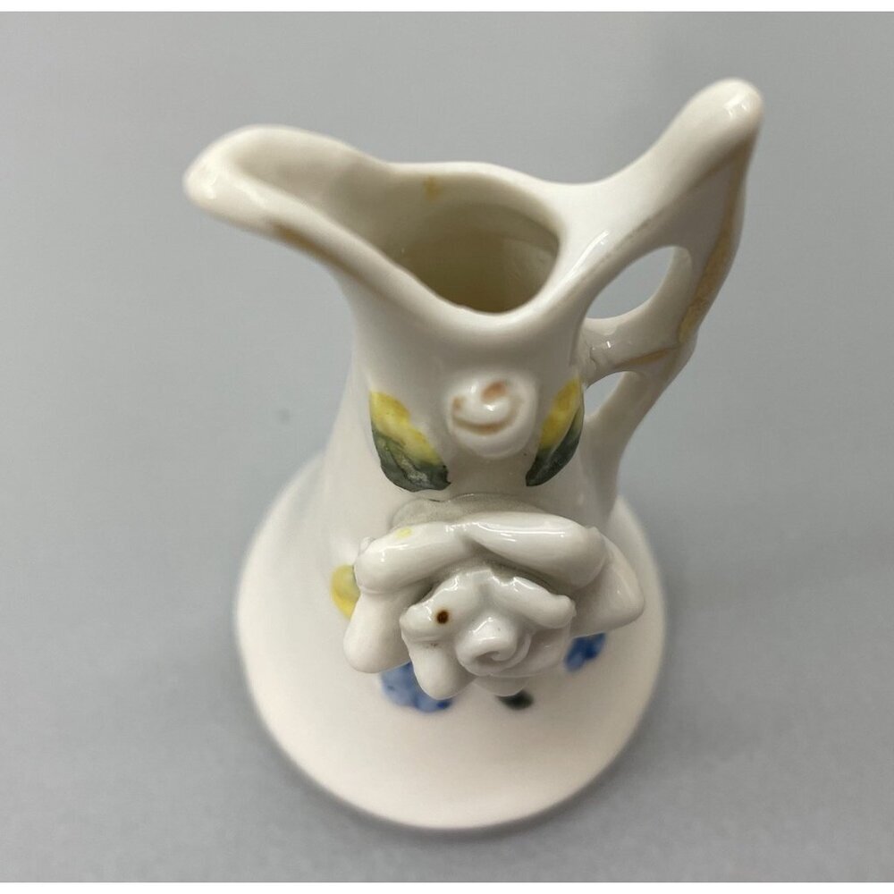 Mini Miniature Vase Pitcher Shoes Porcelain White Floral Flower Made in Japan - Picture 7 of 16